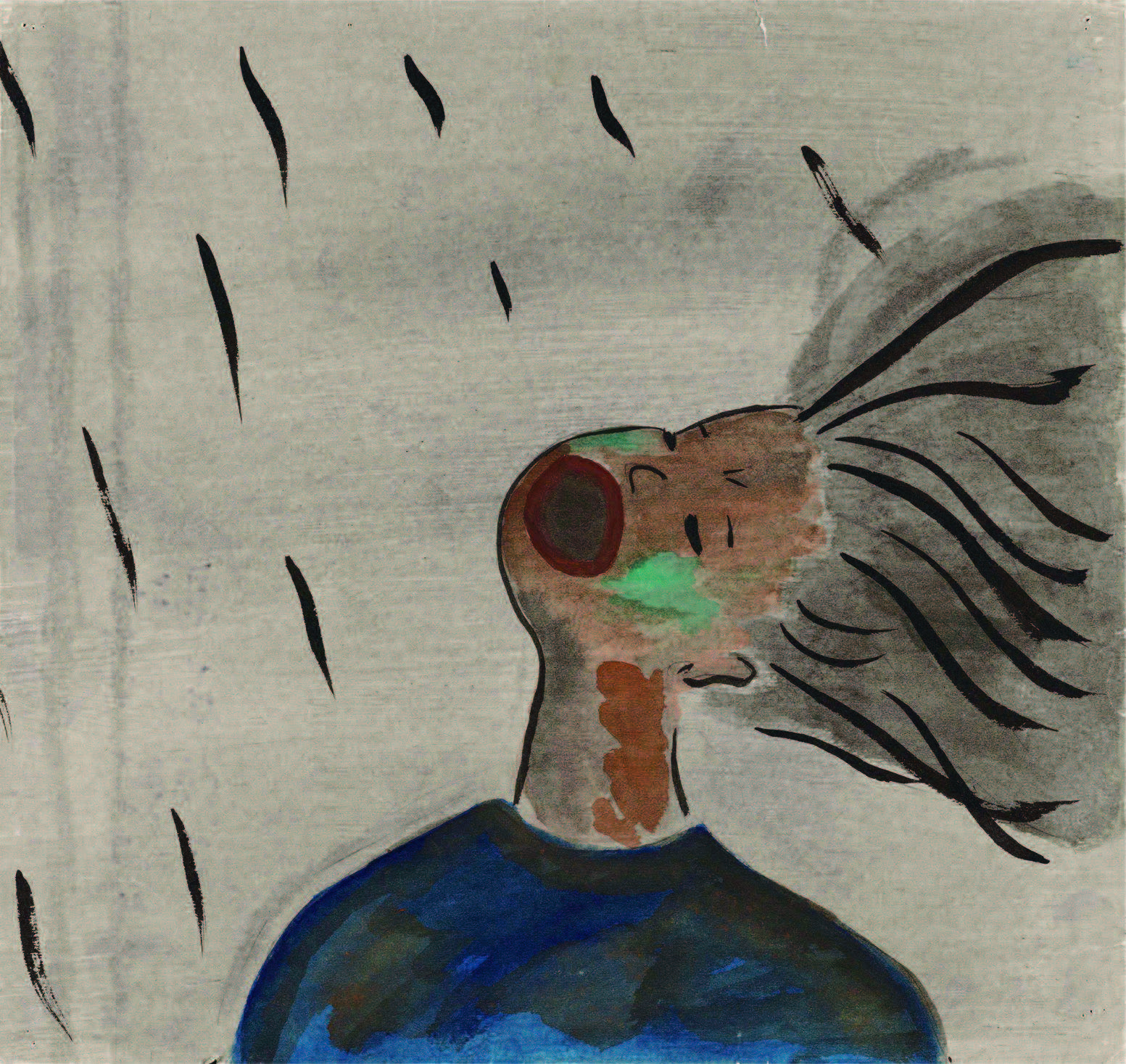 広島平和記念資料館 展示を見る 常設展示 2 8月6日のヒロシマ 2 2 8月6日の惨状 2 2 6 黒い雨 2 2 6 1 喉が渇き黒い雨を口で受ける女性